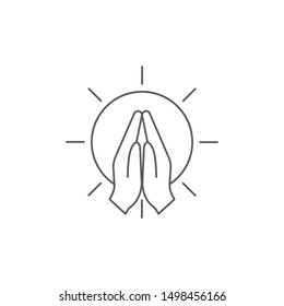 Praying Hands Vector Icon Symbol Isolated On White Background