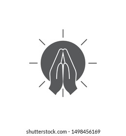 Praying Hands Vector Icon Symbol Isolated On White Background