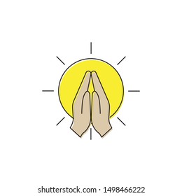 Praying hands vector icon symbol isolated on white background
