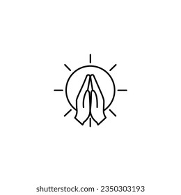 Praying hands vector icon symbol isolated on white background