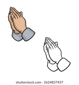 rezando mãos vetor ilustração. Desenho simples. 