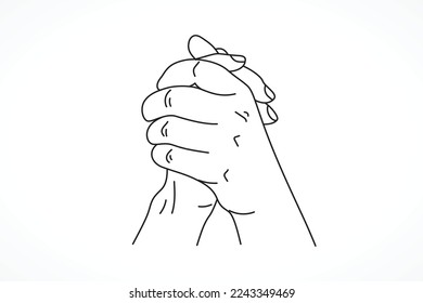 Praying Hands Vector Line Art