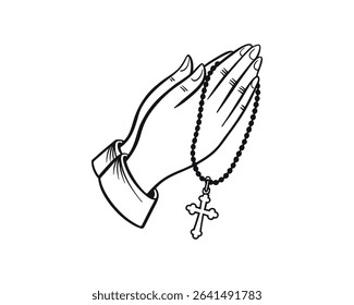 Praying Hands Vector  – Religious, Spiritual, and Worship Hand Pose Illustrations