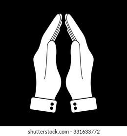 Praying hands - white vector icon