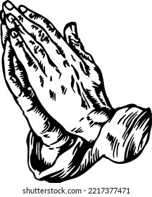 Praying Hands in Worship Vector Illustration