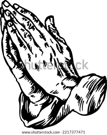 Praying Hands in Worship Vector Illustration