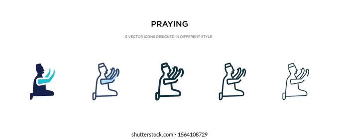 praying icon in different style vector illustration. two colored and black praying vector icons designed in filled, outline, line and stroke style can be used for web, mobile, ui