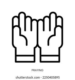 praying icon. Line Art Style Design Isolated On White Background