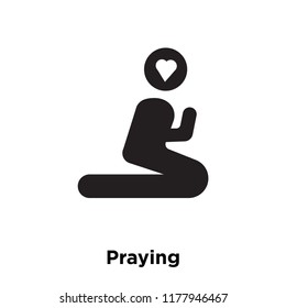 Praying icon vector isolated on white background, logo concept of Praying sign on transparent background, filled black symbol