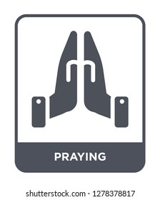 praying icon vector on white background, praying trendy filled icons from Charity collection, praying vector illustration