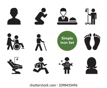 Praying icons set with information desk, praying man and blind. Thirteen vector icons