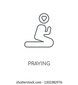 Praying linear icon. Praying concept stroke symbol design. Thin graphic elements vector illustration, outline pattern on a white background, eps 10.
