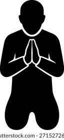Praying Man Silhouette Facing Forward in Faith.