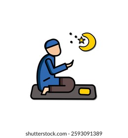 Praying man vector isolated flat illustration. Praying man icon 3