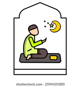 Praying man vector isolated flat illustration. Praying man icon