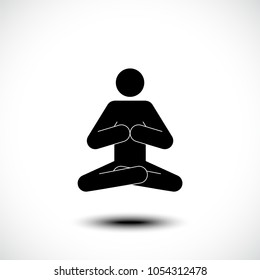Praying man of yoga icon on white background, vector illustration.