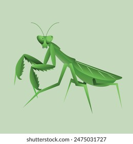Rezando Mantis Animal Simple Diseño Plano Vector