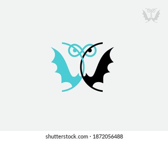 Praying Mantis And Bat Logo On White Background In Vector Illustration