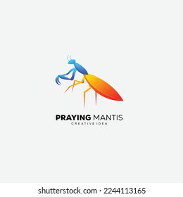 plantilla de logotipo colorido de mantis de oración 