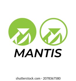 praying mantis in green circle logo vector