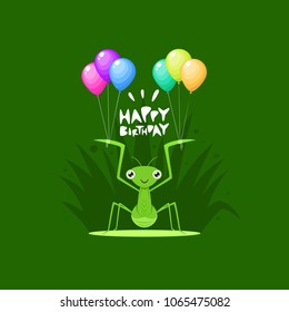 A Praying Mantis is Holding Balloon