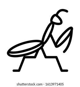 Praying Mantis Icon With Black Line Style
