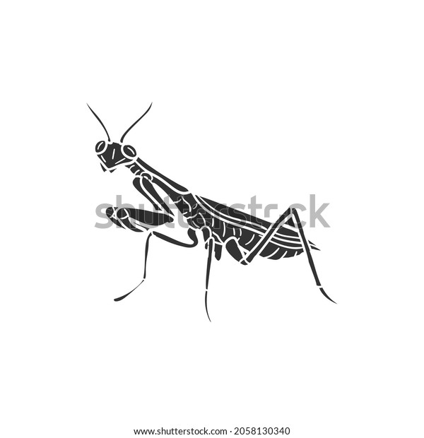 Praying Mantis Icon Silhouette Illustration Insect Stock Vector ...