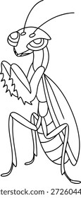 Praying Mantis Line Art - Página de colorir para crianças e adultos