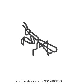 Praying mantis line icon. linear style sign for mobile concept and web design. Mantis insect outline vector icon. Symbol, logo illustration. Vector graphics