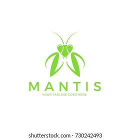 Praying mantis. Logo. Abstract insect. Isolated mantis on white background