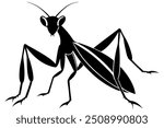 a praying mantis silhouettee vector lllustration 