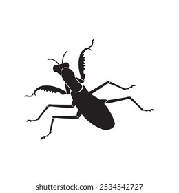 Praying mantis vector isolated on white background.