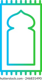 Praying mat fashion muslim icon with blue and green gradient outline style. religion, carpet, prayer, muslim, islamic, arabic, design. Vector Illustration