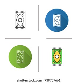 Praying mat icon. Flat design, linear and color styles. Islamic culture. Carpet. Isolated vector illustrations