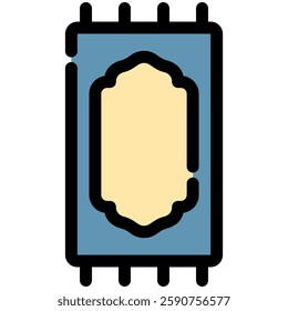 praying mat icon in flat outline style
