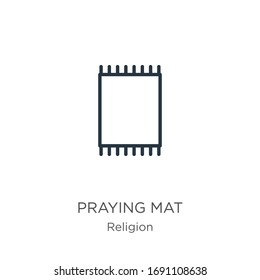 Praying mat icon. Thin linear praying mat outline icon isolated on white background from religion collection. Line vector sign, symbol for web and mobile