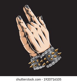 praying metal hand vector illustration