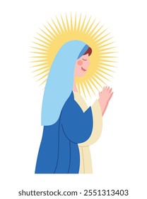 praying miraculous virgin isolated icon