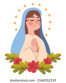 praying miraculous virgin isolated icon