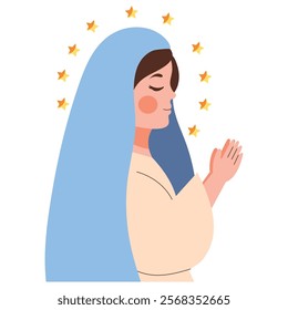 praying miraculous virgin isolated icon