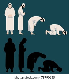 Praying Movements of A Muslim Man-vector