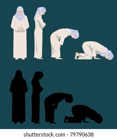 Praying Movements of A Muslim Woman-vector