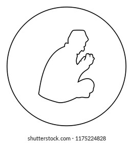 Praying Muslim icon black color in round circle outline