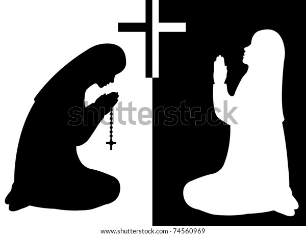 Praying Nuns Stock Vector (Royalty Free) 74560969