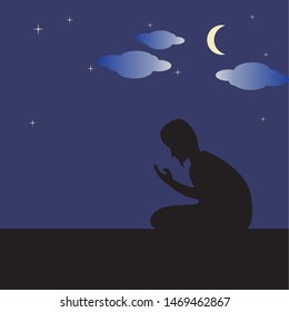 praying people illustration vector design template