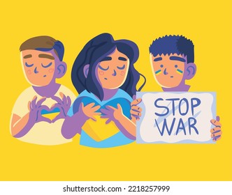 praying people for Ukraine no war, design