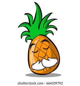 Praying pineapple cartoon character collection vector illustration