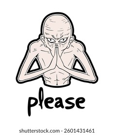 Praying poor man and please message design