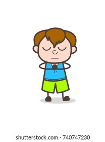 Praying Pose - Cute Cartoon Boy Illustration