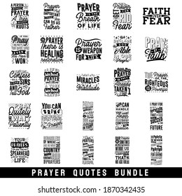 Praying quotes bundle, Religion quotes typography lettering pack collection. Set of praying design vector. Motivational inspirational quotes saying phrases bundles.